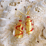 Ohrringe rot und gold aus muranoglas 