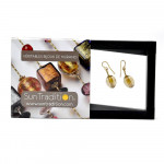 Lancet oliva squadrata gold grey-green - earrings white gold green murano glass