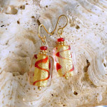 Aretes cristal murano rojo y oro joyas en verdadero cristal de murano venecia