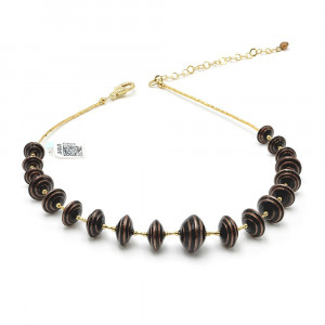 Anelli di saturno brown - brown murano glass necklace aventurine venice