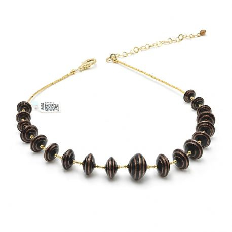 Brown murano glass necklace aventurine venice 