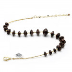 Brown necklace murano glass brown aventurine venice