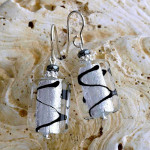 Silver and black murano glass earrings