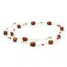 Halsband lange aus murano-glas bernstein und rot