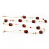 Long amber and red necklace murano glass