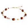 Amber and red murano glass necklace