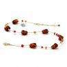 Sasso two tone amber and red - amber and red murano glass necklace