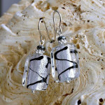 Boucles d'oreilles verre murano argent noir