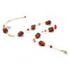 Sasso two tone amber and red - amber and red murano glass necklace