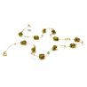 Amber and green long murano glass necklace 
