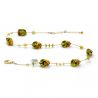 Green and amber murano glass necklace