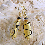 Gold and black murano glass earrings