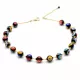Bola murrina negro - collar de oro murrina negro perlas de millefiori en real de cristal de murano