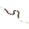 Gold murrina black beads millefiori necklace in real murano glass