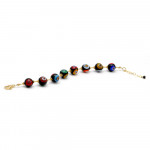 Bola murrina negro - pulsera de oro murrina negro perlas de millefiori en real de cristal de murano