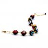 Bola murrina negro - pulsera de oro murrina negro perlas de millefiori en real de cristal de murano