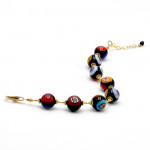 Ball murrina nero - bracciale in oro murrina nero perline millefiori in vero vetro di murano