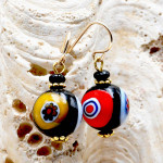 Murrina black murano glass earrings