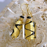 Boucles d'oreilles verre murano or noir