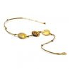 Sunset 3 pérola pontos de ouro e com cordao - colar 3 perlas pastilhas de ouro jóias de ouro genuíno de vidro de murano