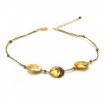 Ketting 3 pellets gouden sieraden goud originele murano glas