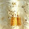 Gerbera złota - kolczyki wiszące złoto w tej szkła murano z wenecji