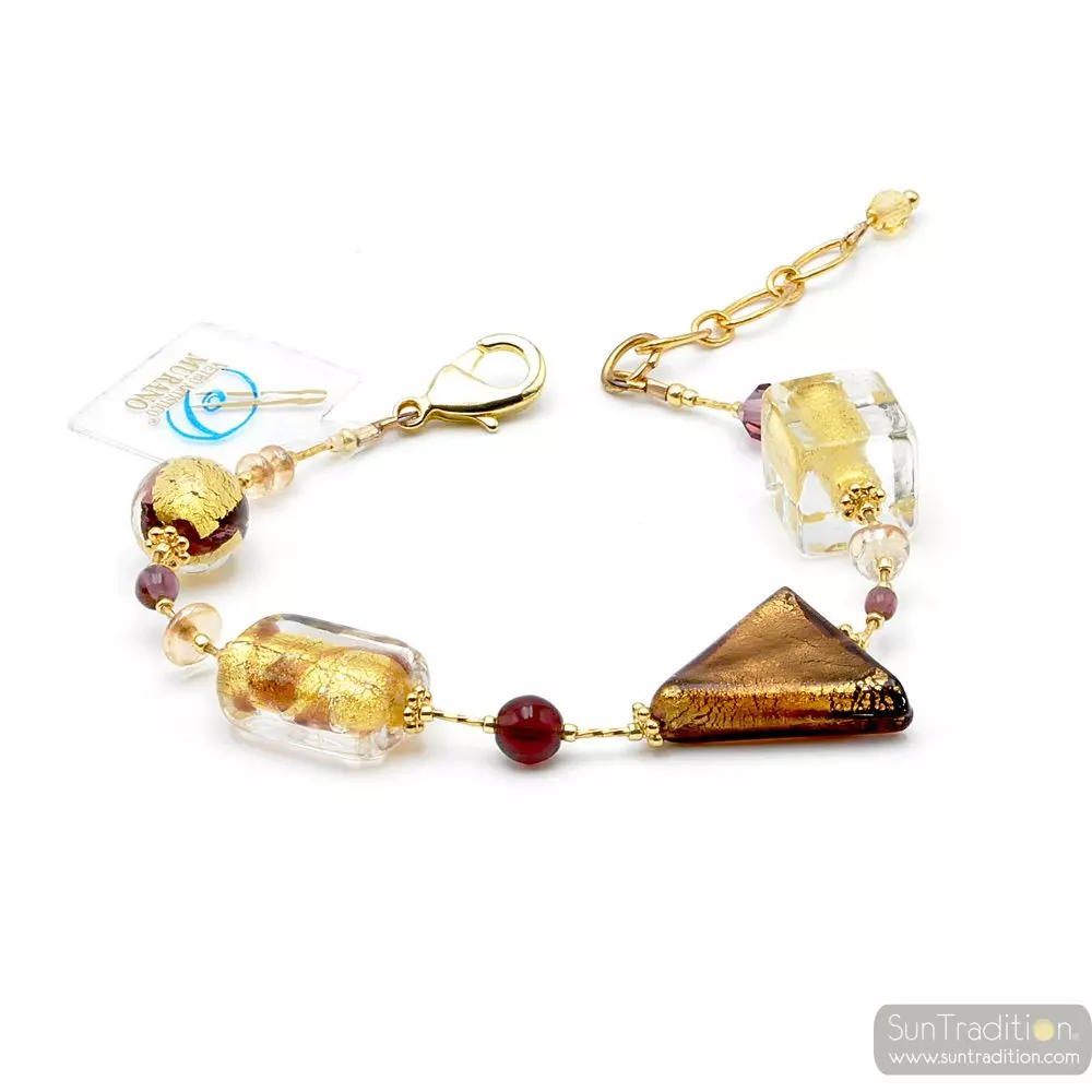 Asteroid amber - amber murano glass bracelet real venitian jewel