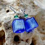 Boucles d'oreilles verre murano bleu