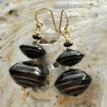 Brown earrings aventurine brown and gold genuine murano glass of venice