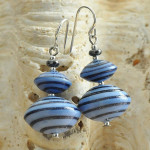 Anelli di saturno - azul aretes, aventurina azul y plata auténtico cristal de murano de venecia