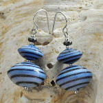 Anelli di saturno - azul aretes, aventurina azul y plata auténtico cristal de murano de venecia