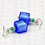 Aretes jmurano azul oya cristal murano genuino de venecia