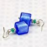  brincos de vidro murano quadrado azul de veneza