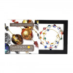 Gold murrine white pearls millefiori necklace in real murano glass