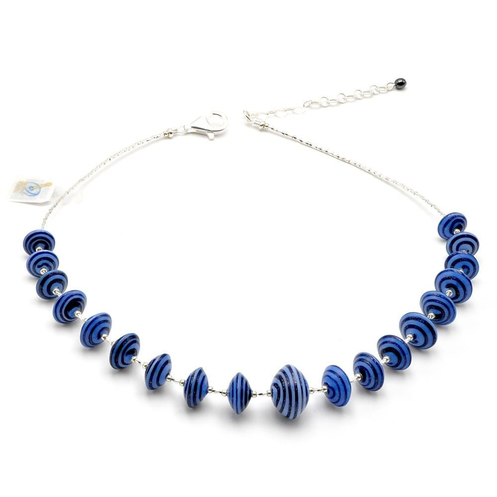 Anelli di saturno azul - collar de cristal de murano azul aventurina venecia