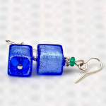 Boucles d'oreille verre de venise bleu