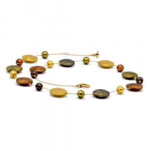 Long gold murano glass necklace