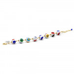 Gold murrine white pearls millefiori bracelet in real murano glass