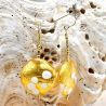 Puesta de sol - pendientes de oro colgando de pellets de oro auténtico cristal de murano de venecia