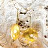 Gold earrings dangling pellets gold genuine murano glass of venice