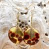 Brown and gold drop earrings genuine murano glass of venice