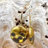 Zonsondergang - grijze oorbellen bengelen pastilles van grijs en goud originele murano glas van venetië