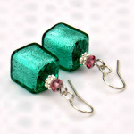 Green genuine venetian murano jewelry earrings