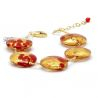 Pôr do sol vce - pulseira de ouro vermelho genuíno de vidro de murano