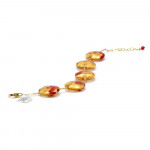 Gold bracelet red genuine murano glass