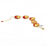 Sunset vce - bracelet or rouge en veritable verre de murano