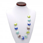 Ketting van murano-glas blauw en zilver