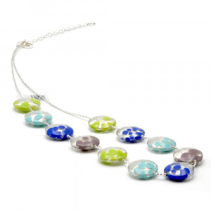 Sunset fao - collar de cristal de murano azul y plata