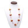 Red and gold murano glass necklace 