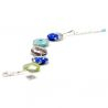 Blue and silver bracelet in real murano glass